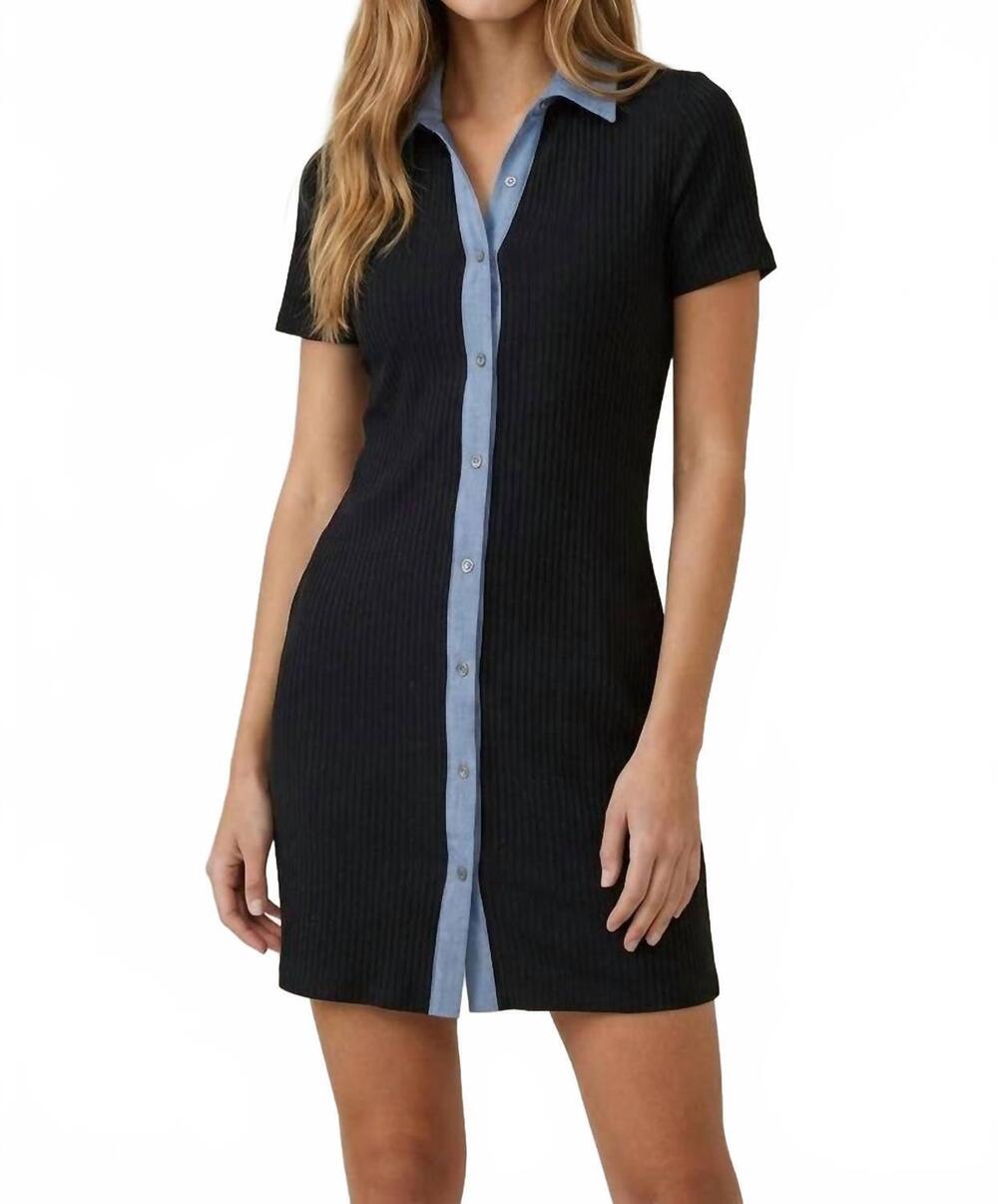 NEW DOE AND RAE day night denim detail dress in black